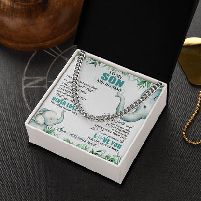 Personalized To My Son Necklace From Mom Dad Mother Father You Will Never Lose Elephant Son Birthday Gifts Graduation Christmas Custom Gift Box Message Card