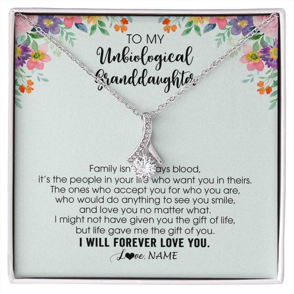 Personalized To My Unbiological Granddaughter Necklace Family Isn't Always Blood Bonus Granddaughter Birthday Gifts Christmas Customized Gift Box Message Card