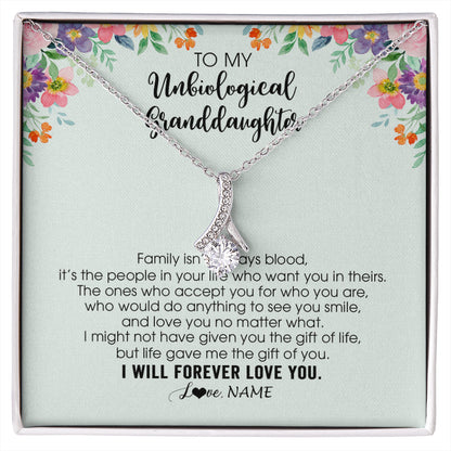Personalized To My Unbiological Granddaughter Necklace Family Isn't Always Blood Bonus Granddaughter Birthday Gifts Christmas Customized Gift Box Message Card