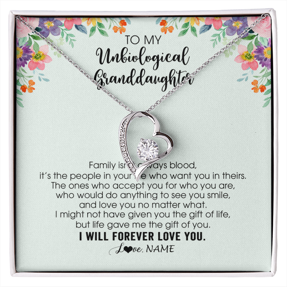 Personalized To My Unbiological Granddaughter Necklace Family Isn't Always Blood Bonus Granddaughter Birthday Gifts Christmas Customized Gift Box Message Card