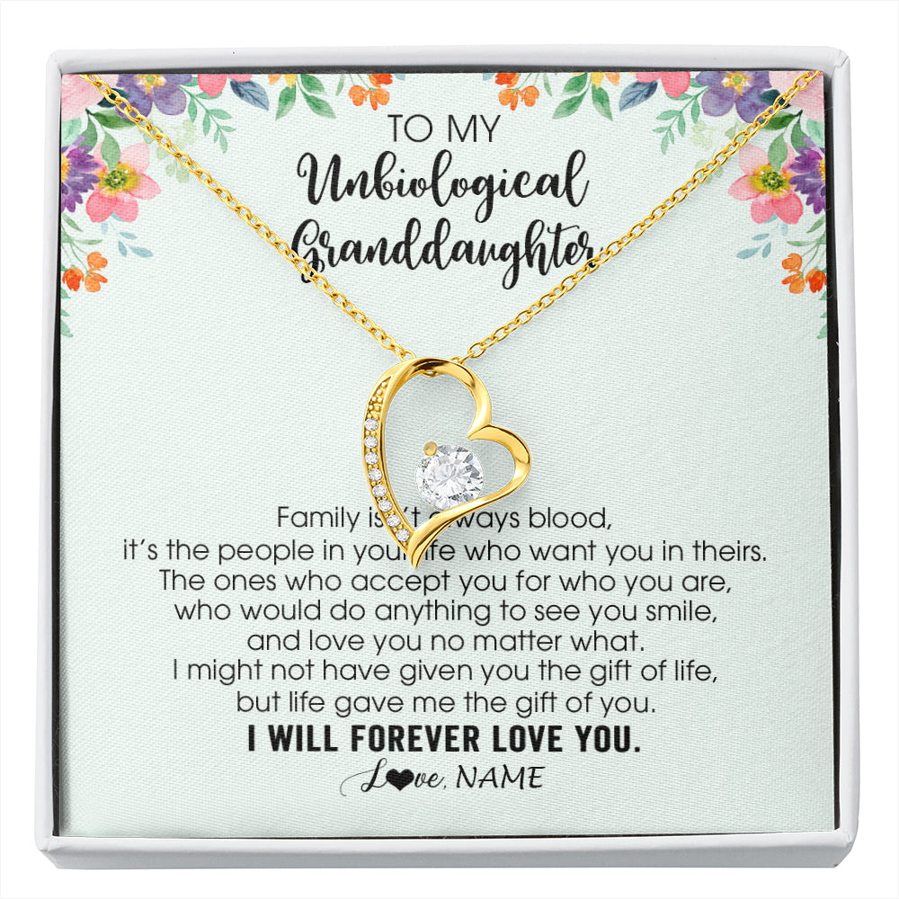 Personalized To My Unbiological Granddaughter Necklace Family Isn't Always Blood Bonus Granddaughter Birthday Gifts Christmas Customized Gift Box Message Card