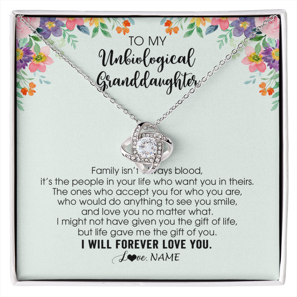 Personalized To My Unbiological Granddaughter Necklace Family Isn't Always Blood Bonus Granddaughter Birthday Gifts Christmas Customized Gift Box Message Card