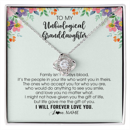 Personalized To My Unbiological Granddaughter Necklace Family Isn't Always Blood Bonus Granddaughter Birthday Gifts Christmas Customized Gift Box Message Card