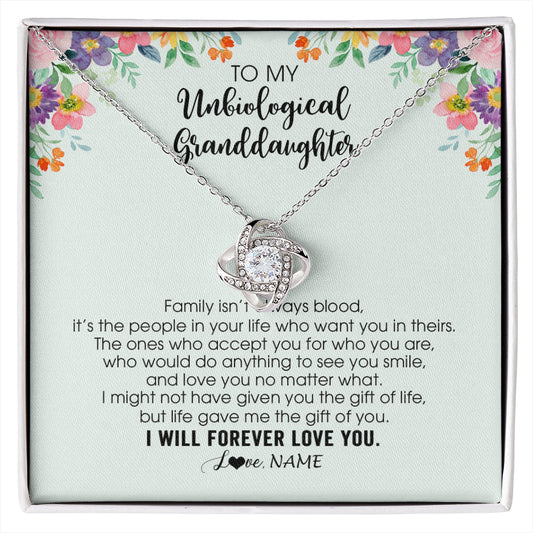 Personalized To My Unbiological Granddaughter Necklace Family Isn't Always Blood Bonus Granddaughter Birthday Gifts Christmas Customized Gift Box Message Card