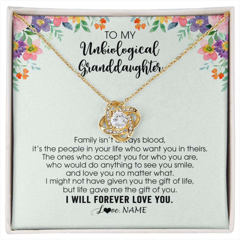 Personalized To My Unbiological Granddaughter Necklace Family Isn't Always Blood Bonus Granddaughter Birthday Gifts Christmas Customized Gift Box Message Card