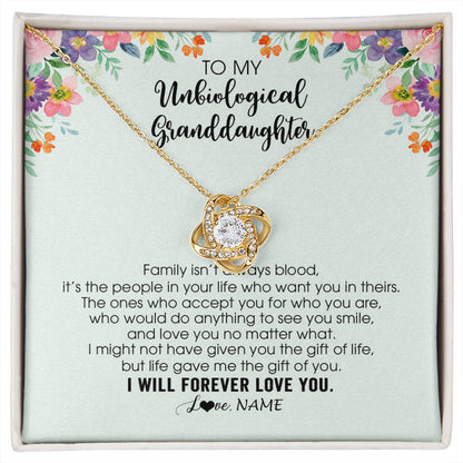 Personalized To My Unbiological Granddaughter Necklace Family Isn't Always Blood Bonus Granddaughter Birthday Gifts Christmas Customized Gift Box Message Card