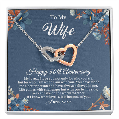 Personalized To My Wife Necklace From Husband 50 Years Wedding Anniversary For Her 50th Anniversary For Her 50 Years Anniversary Customized Gift Box Message Card
