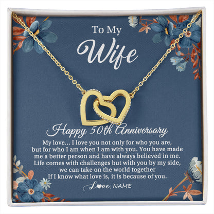 Personalized To My Wife Necklace From Husband 50 Years Wedding Anniversary For Her 50th Anniversary For Her 50 Years Anniversary Customized Gift Box Message Card
