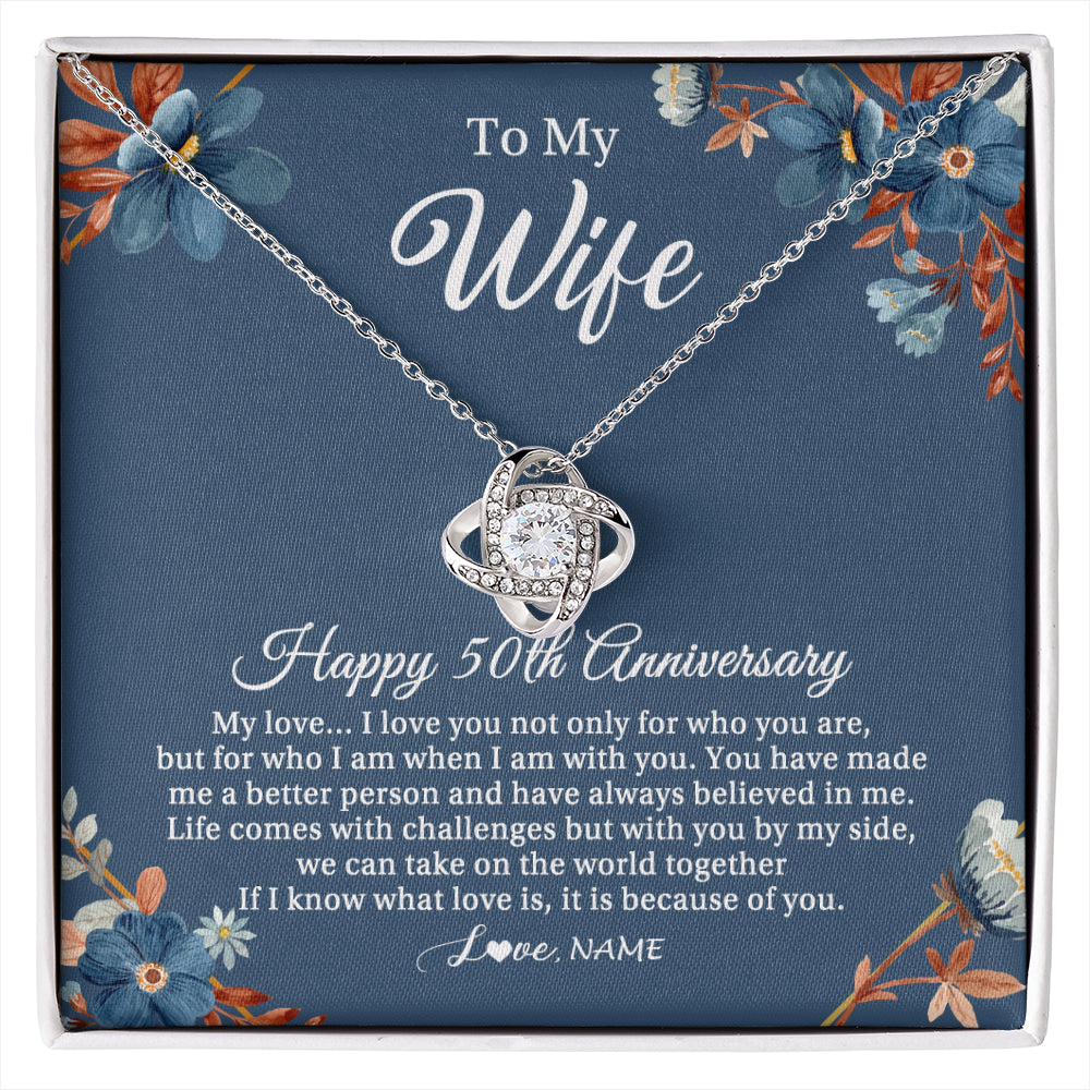 Personalized To My Wife Necklace From Husband 50 Years Wedding Anniversary For Her 50th Anniversary For Her 50 Years Anniversary Customized Gift Box Message Card