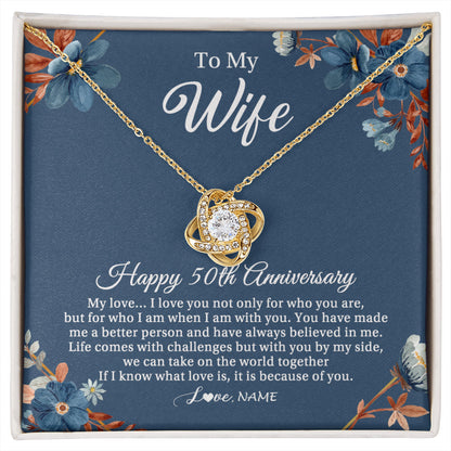 Personalized To My Wife Necklace From Husband 50 Years Wedding Anniversary For Her 50th Anniversary For Her 50 Years Anniversary Customized Gift Box Message Card