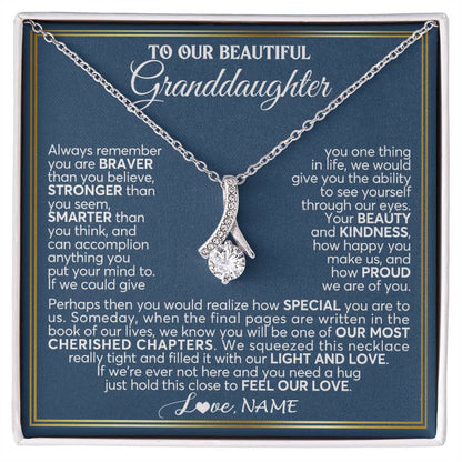 Personalized To Our Beautiful Granddaughter Necklace From Grandma Grandpa Always Remember Granddaughter Birthday Christmas Customized Gift Box Message Card