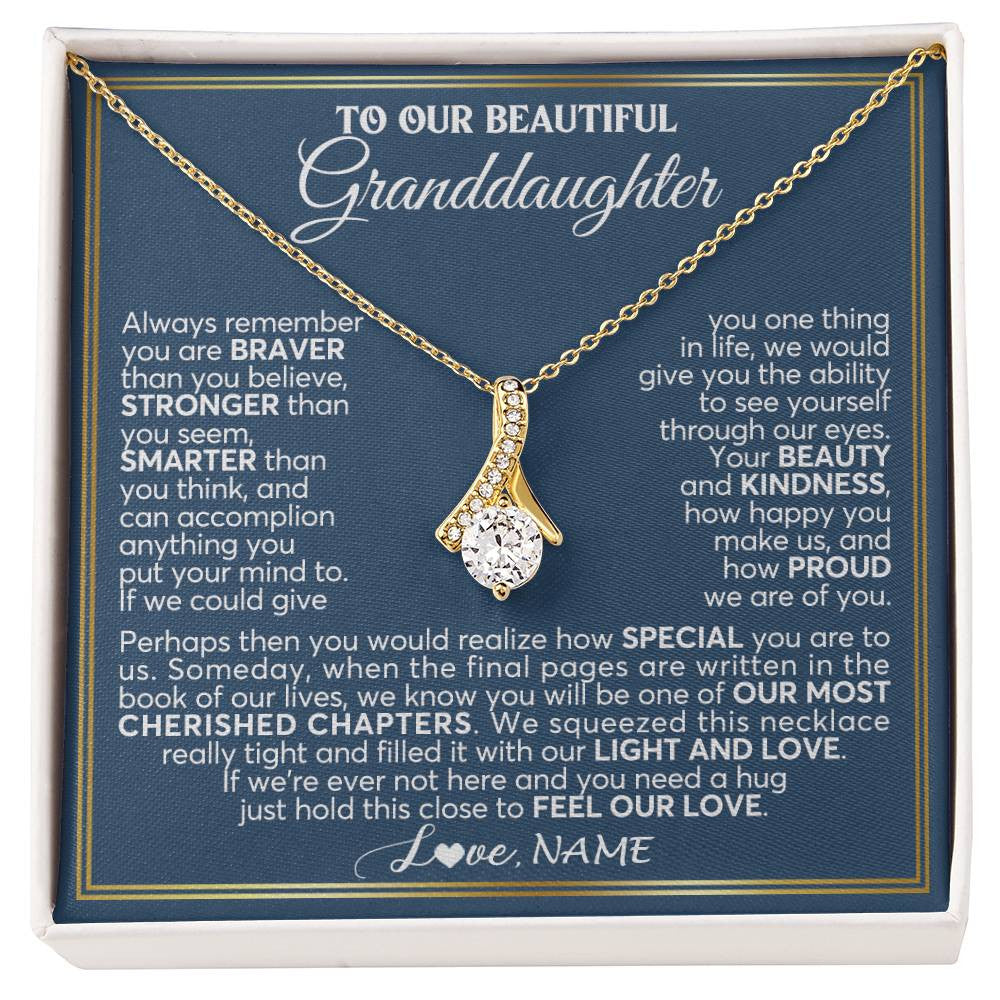 Personalized To Our Beautiful Granddaughter Necklace From Grandma Grandpa Always Remember Granddaughter Birthday Christmas Customized Gift Box Message Card