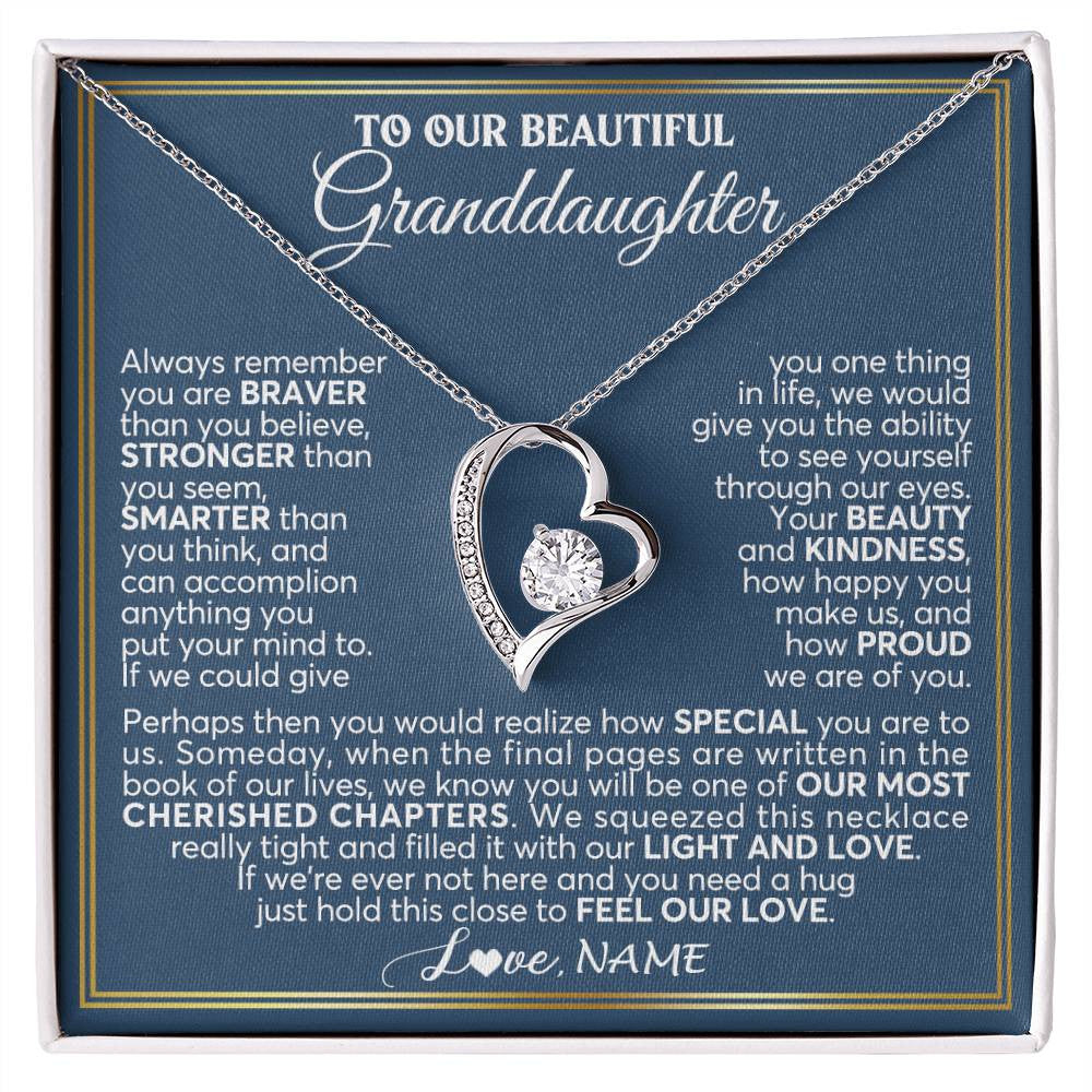 Personalized To Our Beautiful Granddaughter Necklace From Grandma Grandpa Always Remember Granddaughter Birthday Christmas Customized Gift Box Message Card