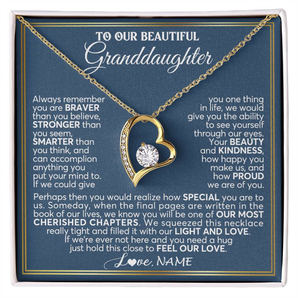 Personalized To Our Beautiful Granddaughter Necklace From Grandma Grandpa Always Remember Granddaughter Birthday Christmas Customized Gift Box Message Card