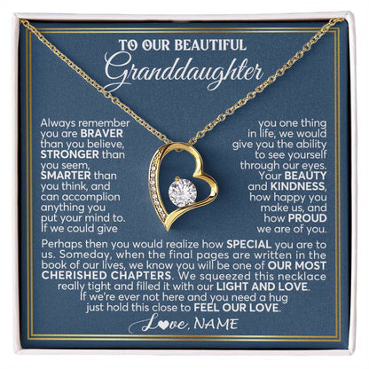 Personalized To Our Beautiful Granddaughter Necklace From Grandma Grandpa Always Remember Granddaughter Birthday Christmas Customized Gift Box Message Card