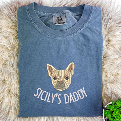 Comfort Color® Custom Embroidered Dog Dad Shirt With Dog Portrait From Photo Shirt