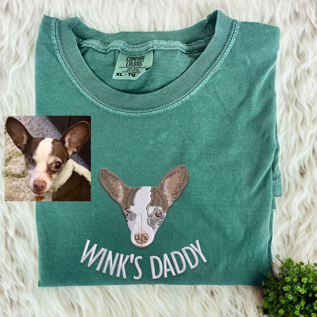 Comfort Color® Custom Embroidered Dog Dad Shirt With Dog Portrait From Photo Shirt