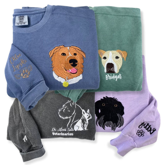 Comfort Color® Custom Embroidered Pet Outline Sweatshirt from Photo