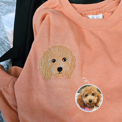Comfort Color® Custom Embroidered Dog Face Sweatshirt from Your Photo