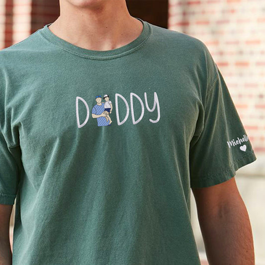 Comfort Color® Custom Embroidered Papi Portrait from Photo Shirt