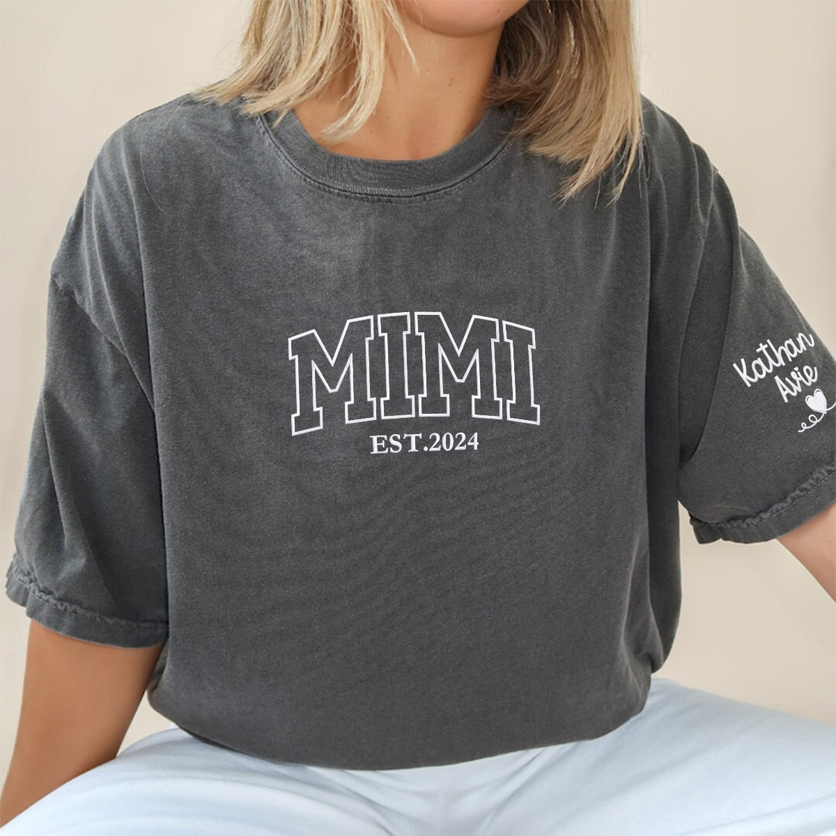 Comfort Color® Embroidered Mimi Shirt with Grandkids Names