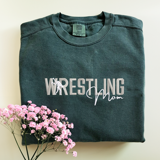 Comfort Color® Embroidered Wrestling Mom Shirt