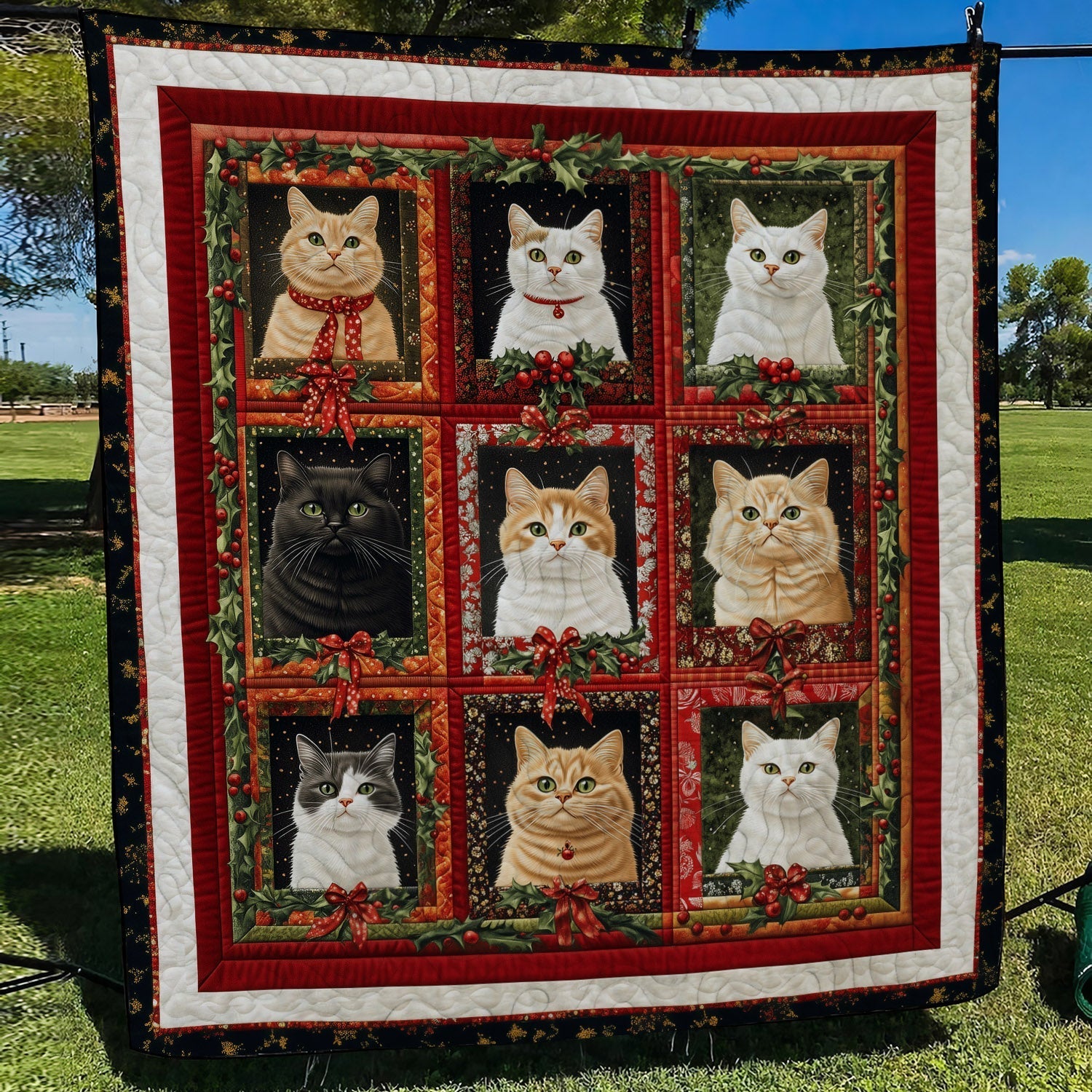 Yuletide Cats Quilted Blanket NCU0TL1684
