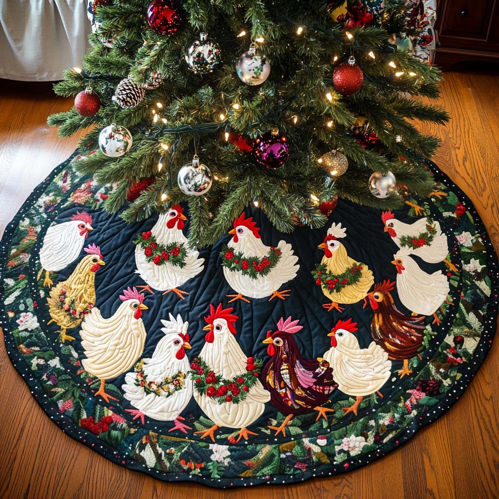 Yuletide Flock Christmas Quilted Tree Skirt NCU0NT2091