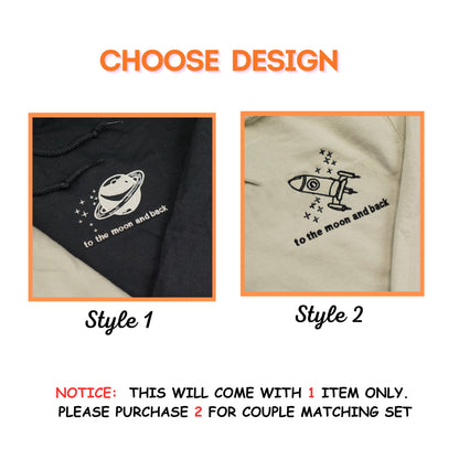Space And Moon Sweatshirt or Hoodie Matching, Personalized Embroidered Valentine's Day Gift Ideas For Him Her