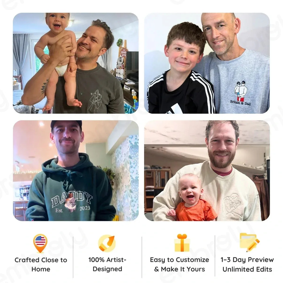 #Dadlife Custom Comic Photo Shirt, Sweatshirt or Hoodie, Embroidered Father’s Day Gift for Dad